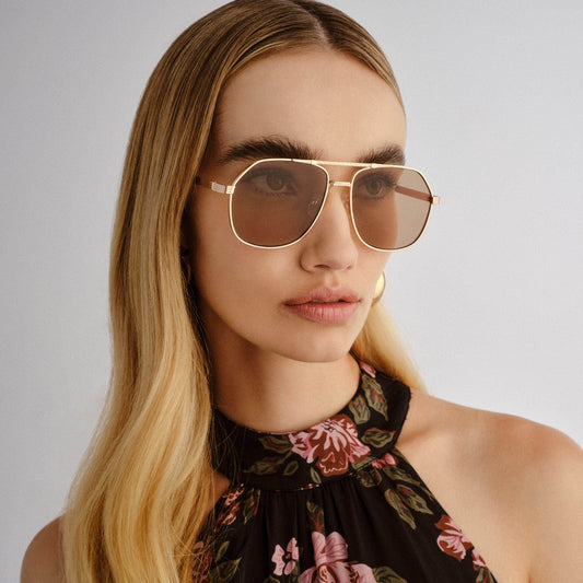 Cosmos Gold Female Aviator Sunglasses | Aire
