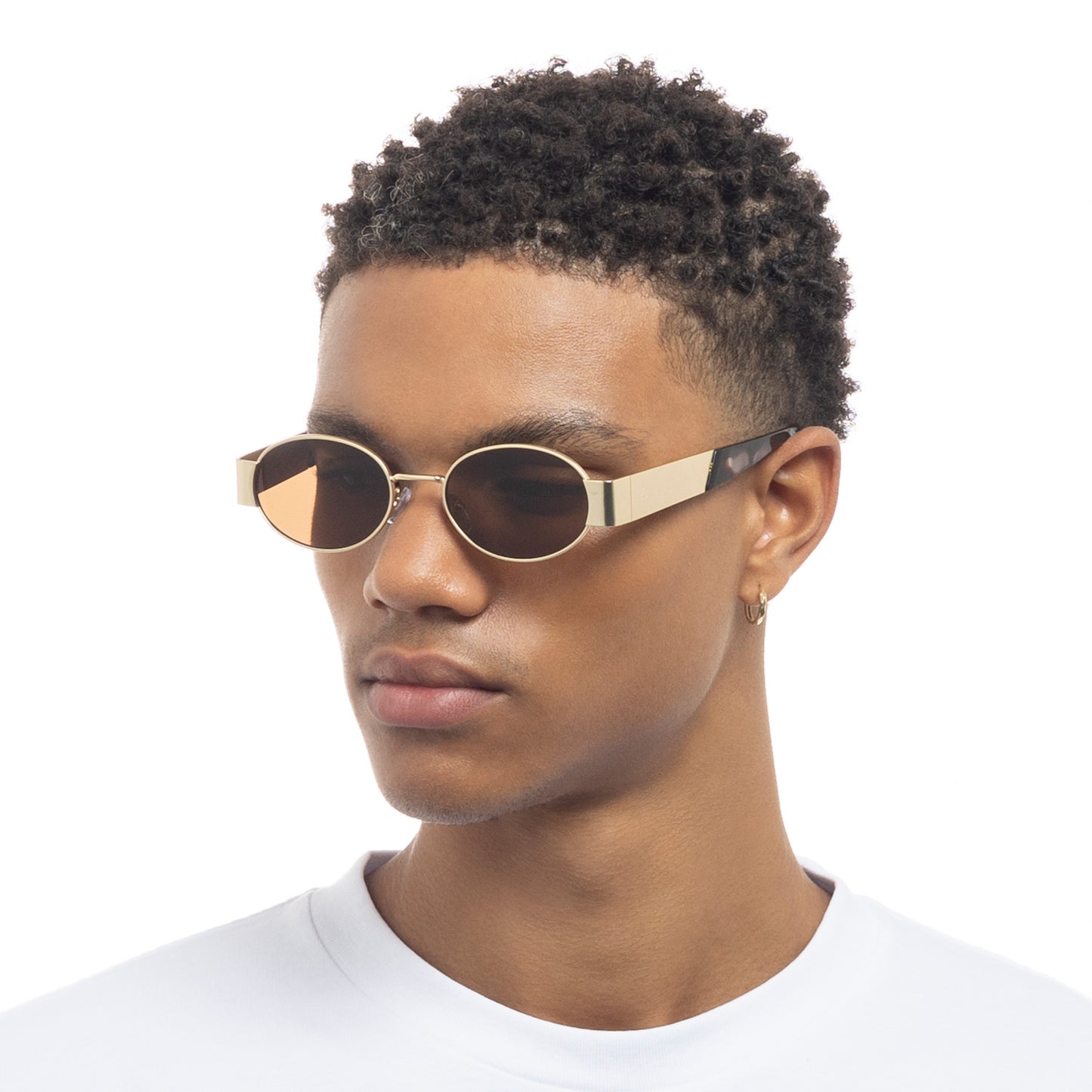 Mars Satin Gold Charcoal Tort Uni-Sex Oval Sunglasses | Aire