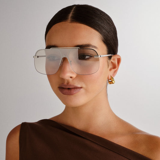 Venatici Silver Female Aviator Sunglasses | Aire