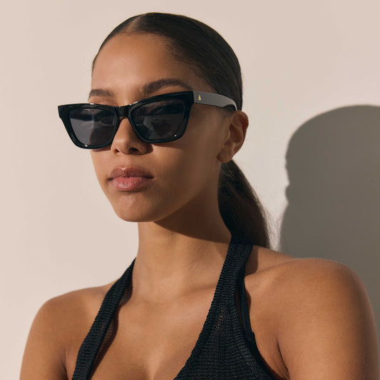 Amplitude Black Female Cat-Eye Sunglasses | Aire