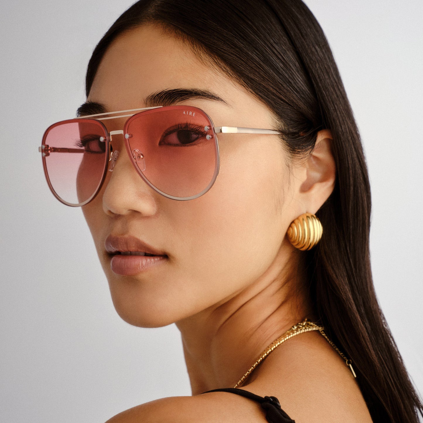 Quartz Gold Female Aviator Sunglasses | Aire