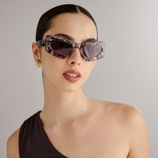 Electra Charcoal Tort Female Cat-Eye Sunglasses | Aire