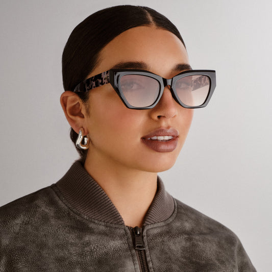 Persei Black Charcoal Tort Female Cat-Eye Sunglasses | Aire