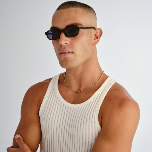 Kinetic Matte Black Uni-Sex Rectangle Sunglasses | Aire