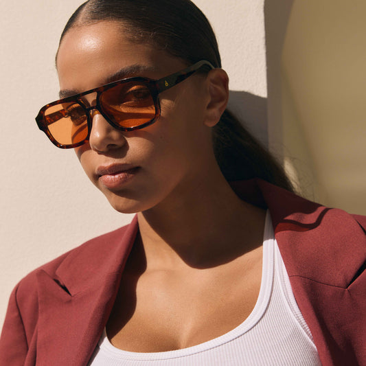Aquarius Rich Amber Tort Female Aviator Sunglasses | Aire