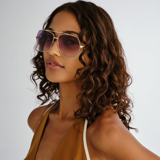 Celestine Gold Cookie Tort Uni-Sex Aviator Sunglasses | Aire