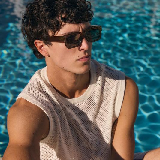 Castor Khaki Uni-Sex Rectangle Sunglasses | Aire