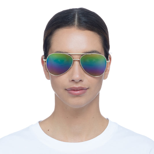 Alpha Bright Gold Uni-Sex Aviator Sunglasses | Aire