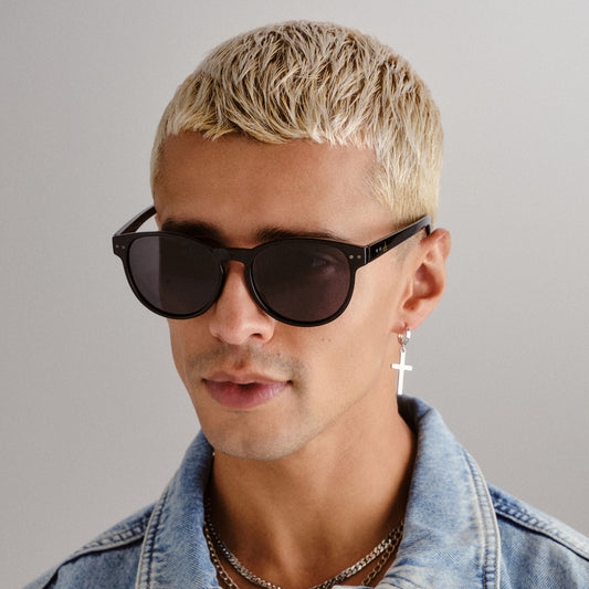 Karma Black Uni-Sex Round Sunglasses | Aire