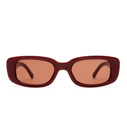 Ceres Burgundy Female Rectangle Sunglasses | Aire