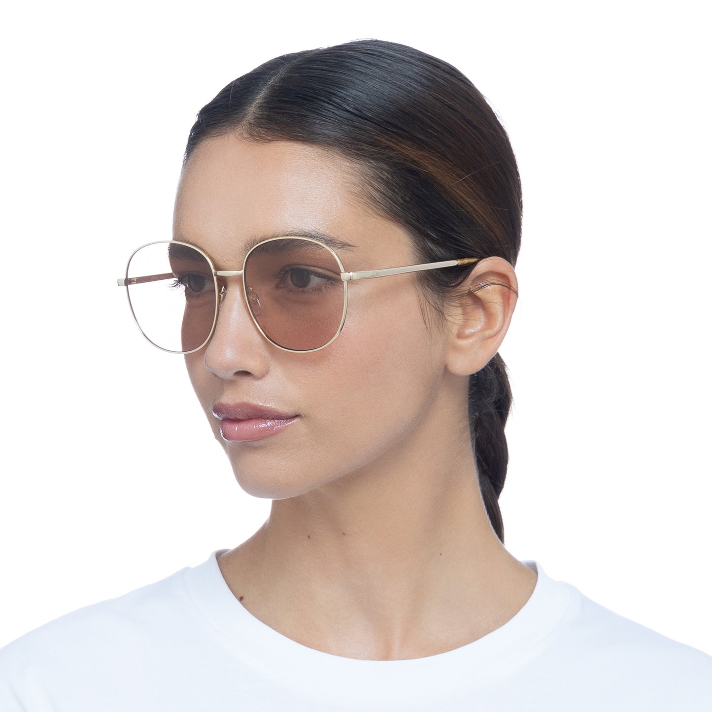 Atria Bright Gold Female Round Sunglasses | Aire