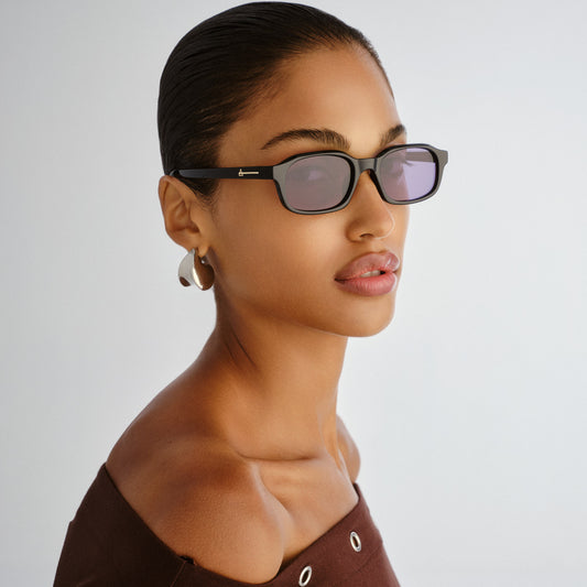 Kinetic Black Uni-Sex Rectangle Sunglasses | Aire