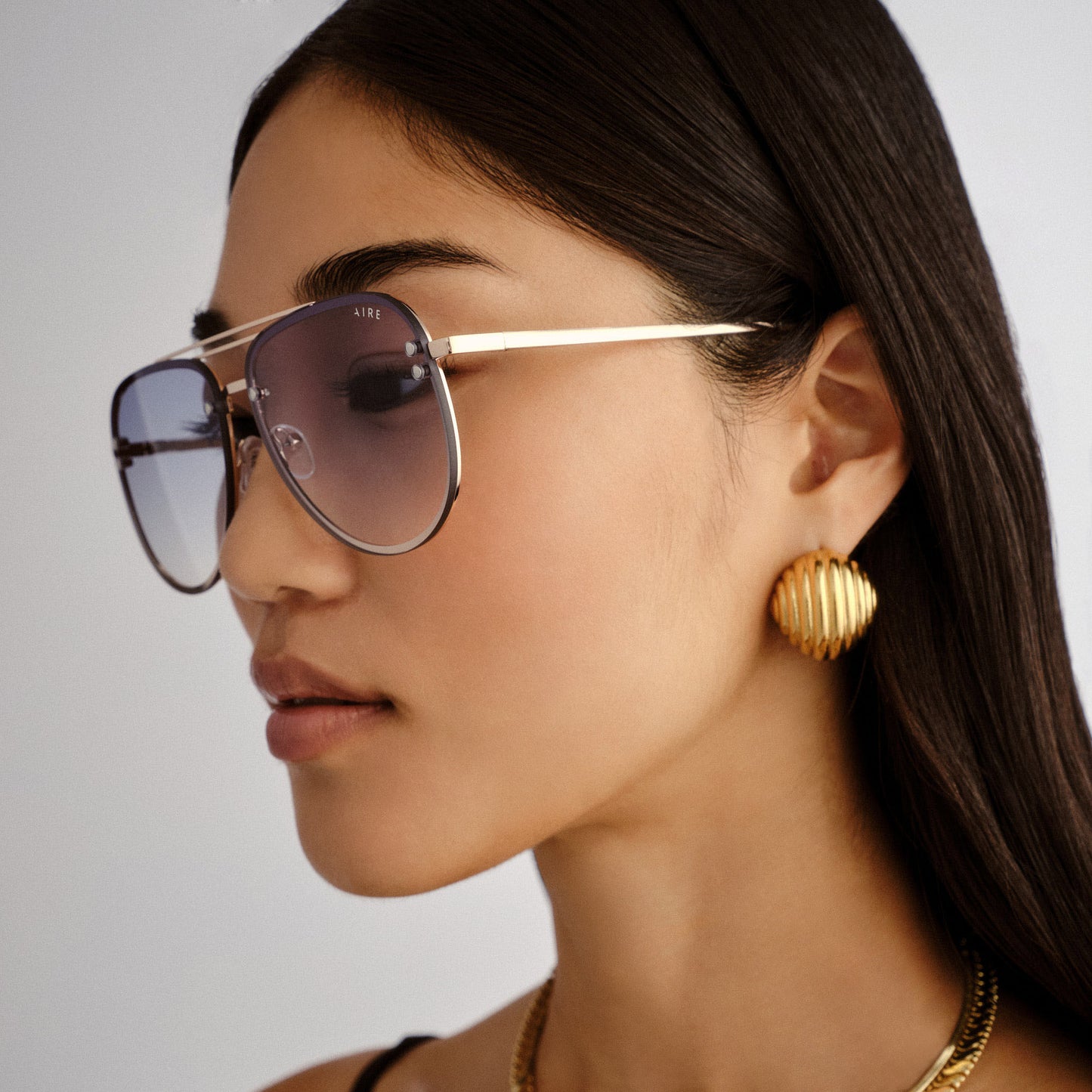 Quartz Gold Female Aviator Sunglasses | Aire