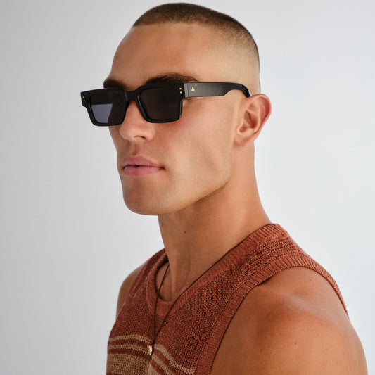 Aeron Black Uni-Sex Rectangle Sunglasses | Aire
