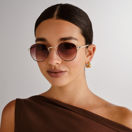 Rising Gold Tort Uni-Sex Round Sunglasses | Aire