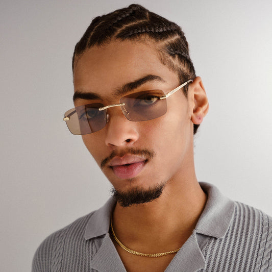 Ursa Bright Gold Uni-Sex Rectangle Sunglasses | Aire