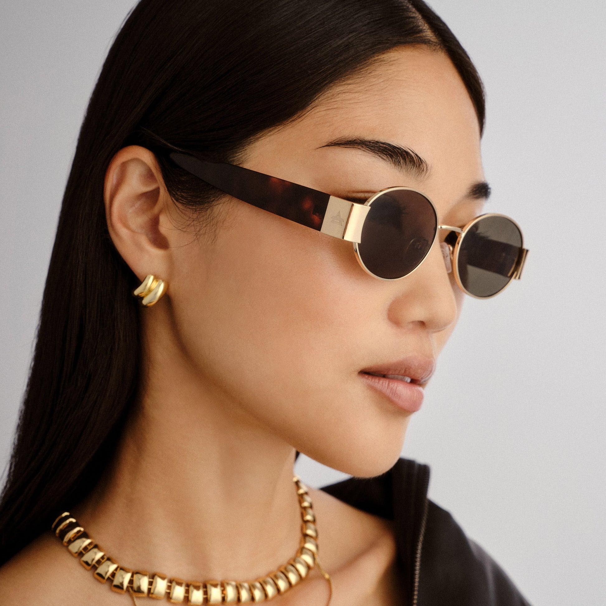 Mars Ii Gold Dark Tort Uni-Sex Oval Sunglasses | Aire