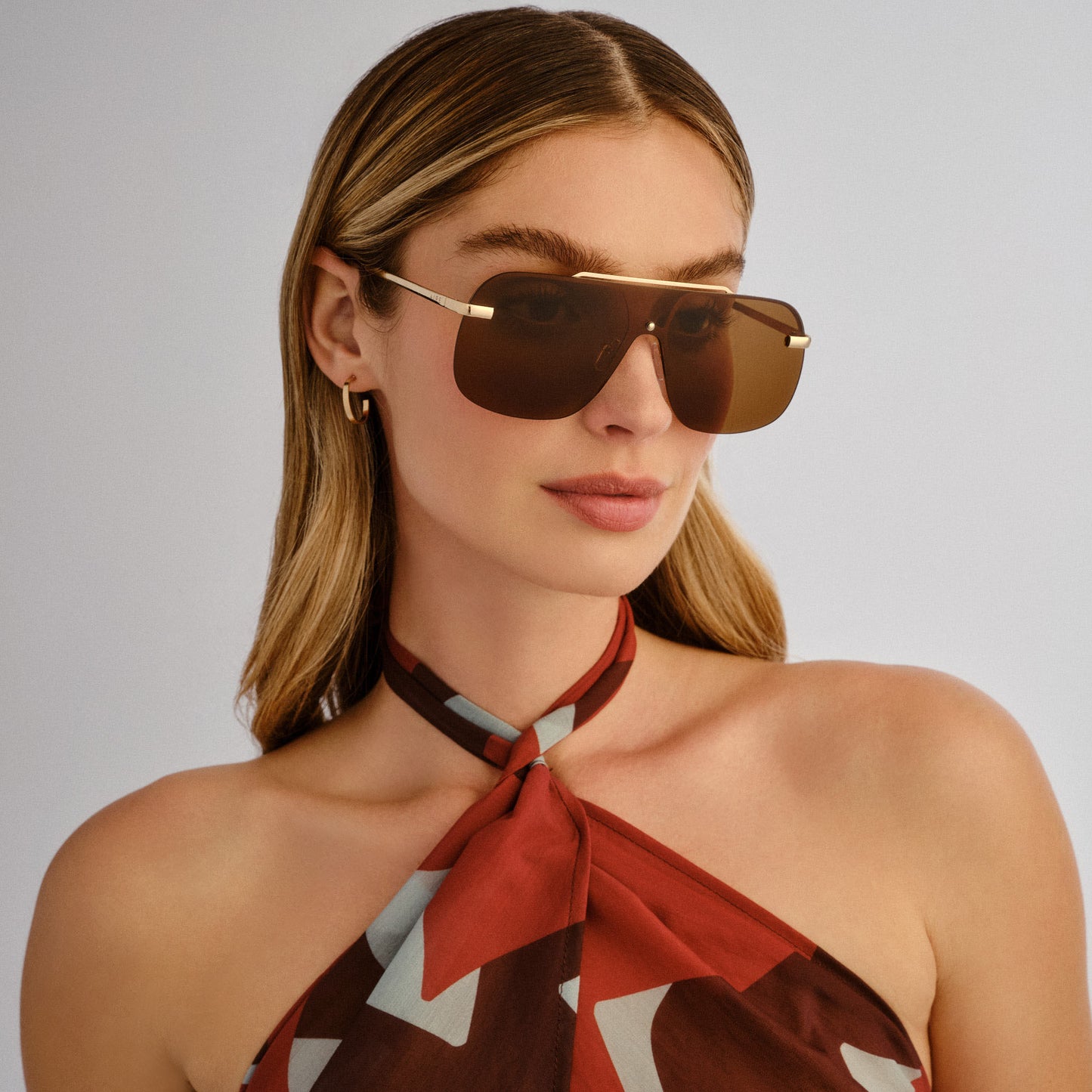 Venatici Gold Female Aviator Sunglasses | Aire
