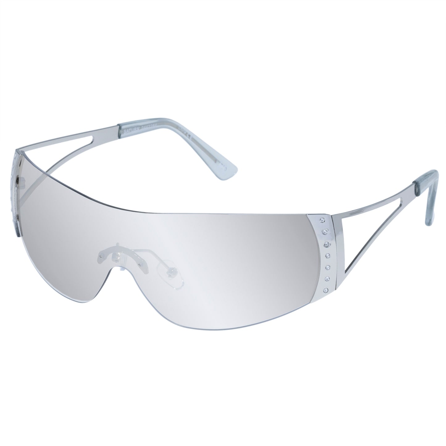 Saturn Silver Crystal Clear Female Wrap Sunglasses | Aire