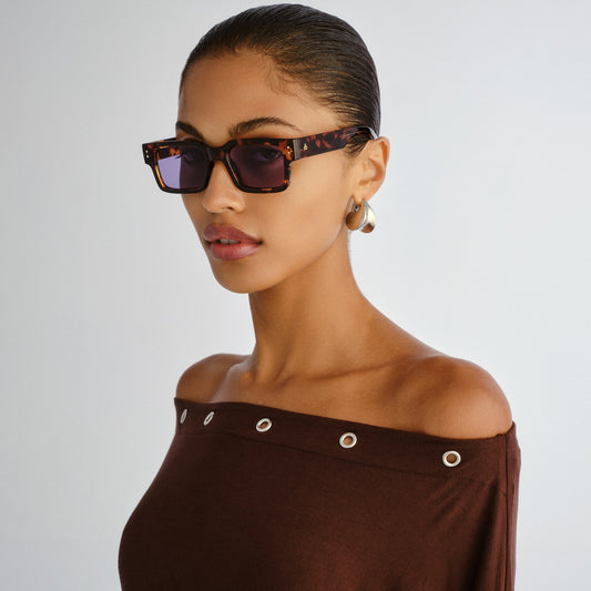 Aeron Amber Tort Uni-Sex Rectangle Sunglasses | Aire