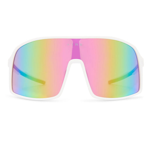 Blazars White Uni-Sex Wrap Sunglasses | Aire