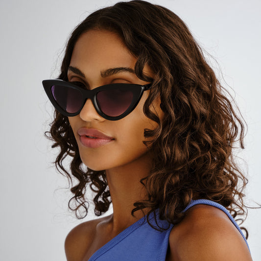 Realm Shiny Black Female Cat-Eye Sunglasses | Aire