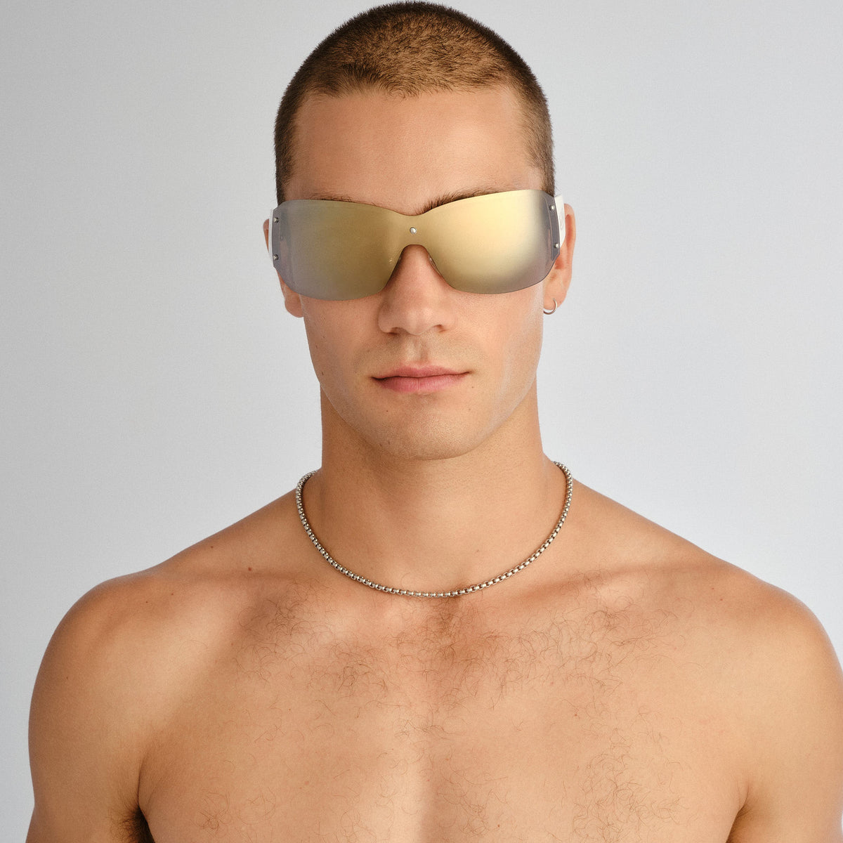 Tabloid Gold White Uni-Sex Wrap Sunglasses | Aire