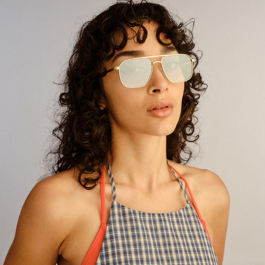 Equator Gold Tan Female Aviator Sunglasses | Aire