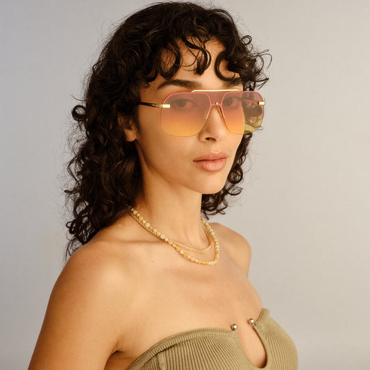 Venatici Gold Female Aviator Sunglasses | Aire