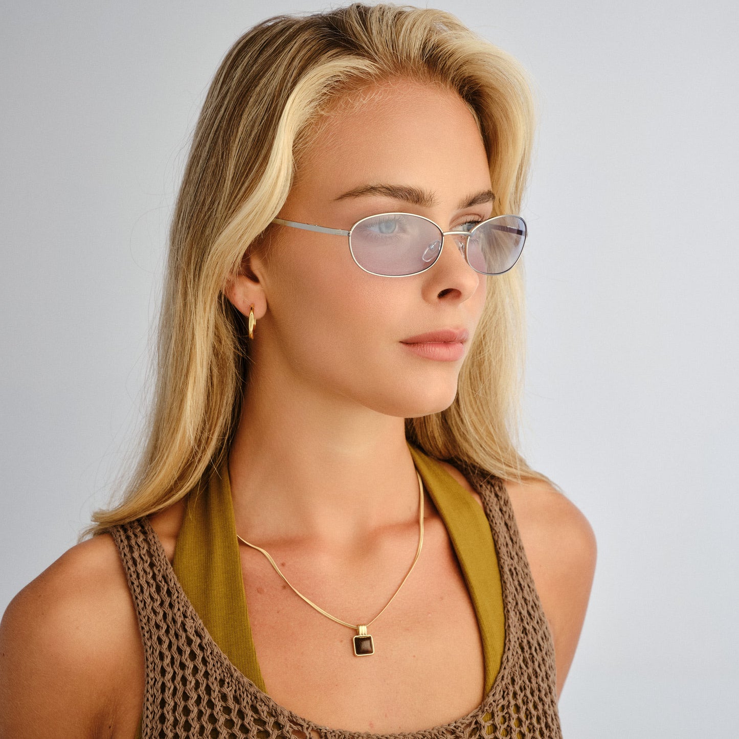High Beam Silver Clear Uni-Sex Oval Sunglasses | Aire