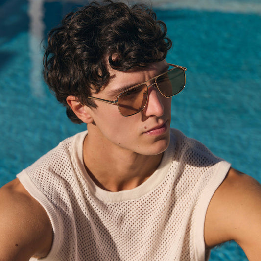 Equator Gold Tan Uni-Sex Aviator Sunglasses | Aire