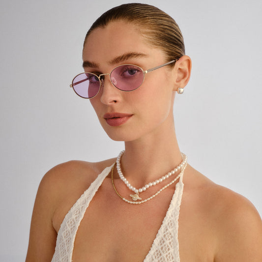 Ephermeris Gold Female Oval Sunglasses | Aire