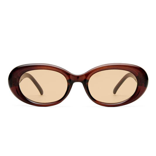 Epsilon Chocolate Female Oval Sunglasses | Aire