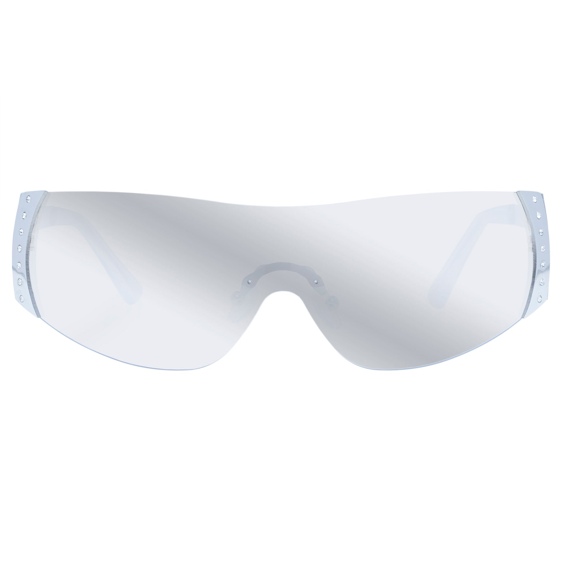 Saturn Silver Crystal Clear Female Wrap Sunglasses | Aire