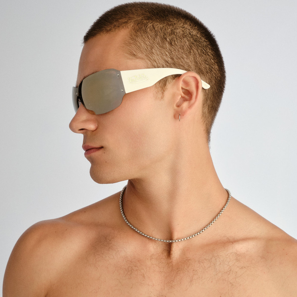 Tabloid Gold White Uni-Sex Wrap Sunglasses | Aire