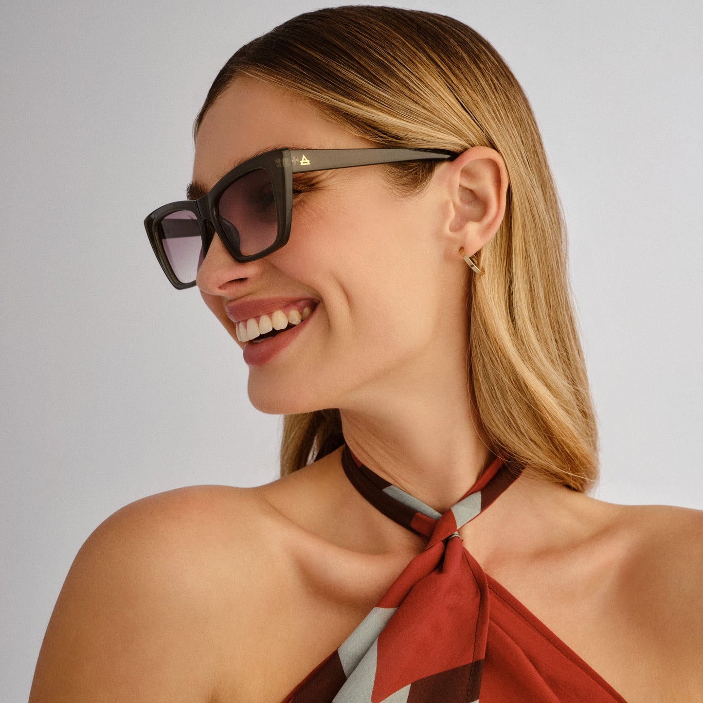 Solstice Khaki Female Cat-Eye Sunglasses | Aire