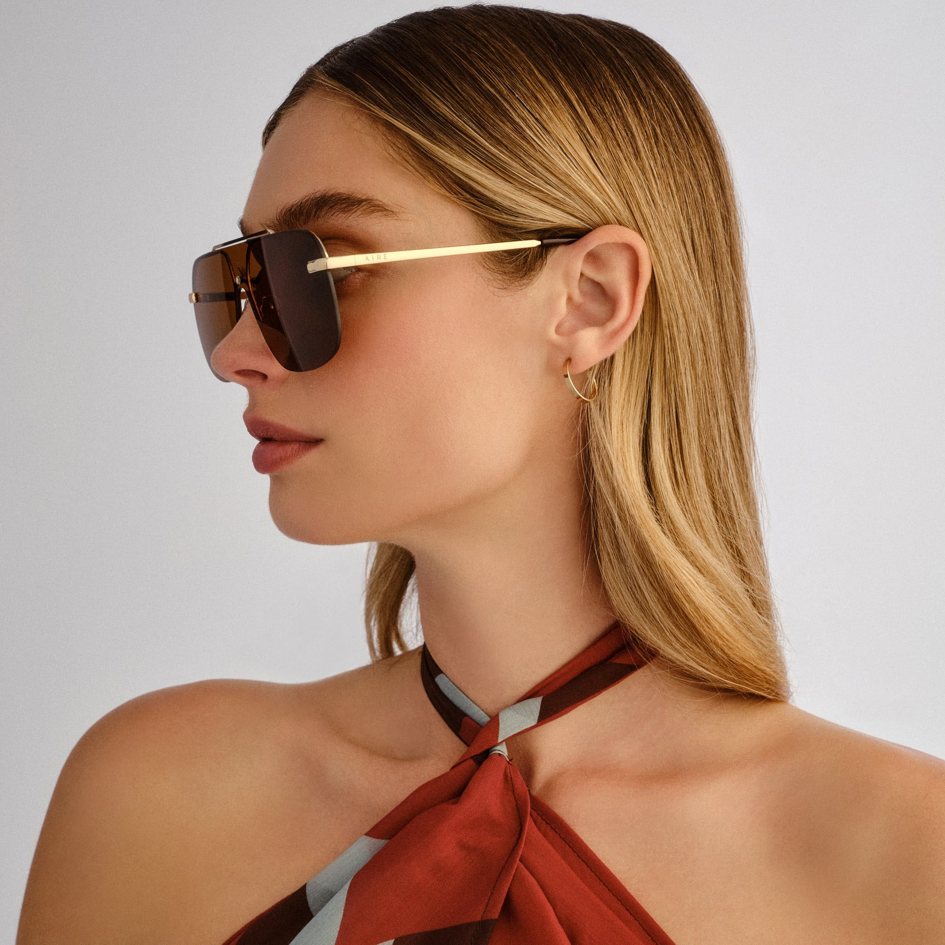 Venatici Gold Female Aviator Sunglasses | Aire