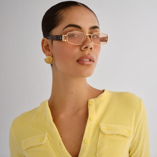 Sirius Gold Rich Amber Tort Female Rectangle Sunglasses | Aire