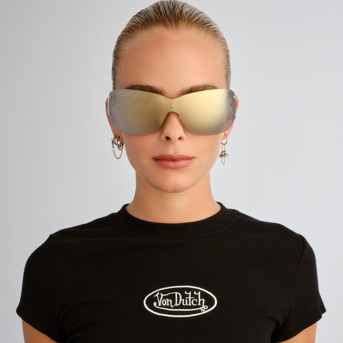 Tabloid Gold White Uni-Sex Wrap Sunglasses | Aire