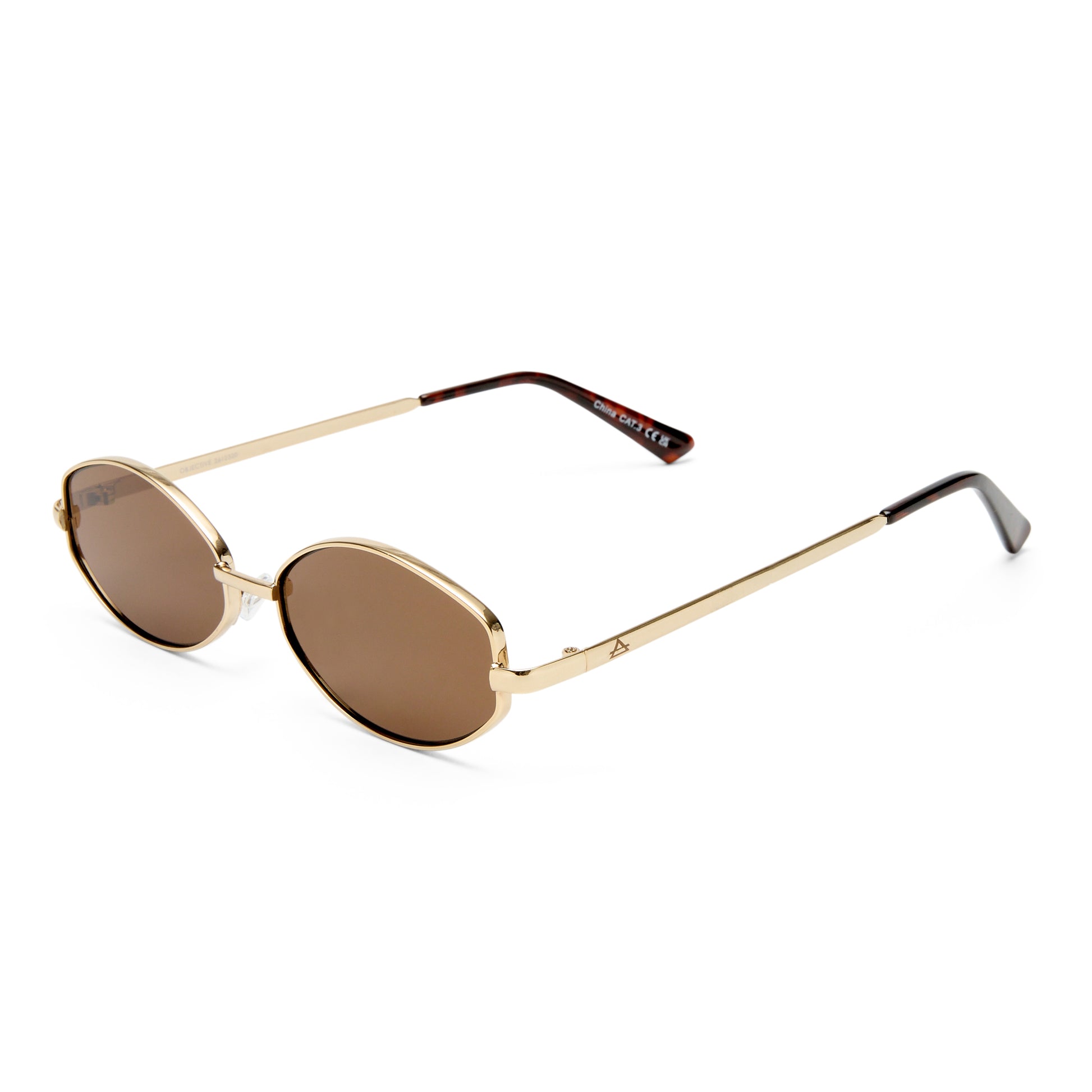 Objective Gold Female Oval Sunglasses | Aire