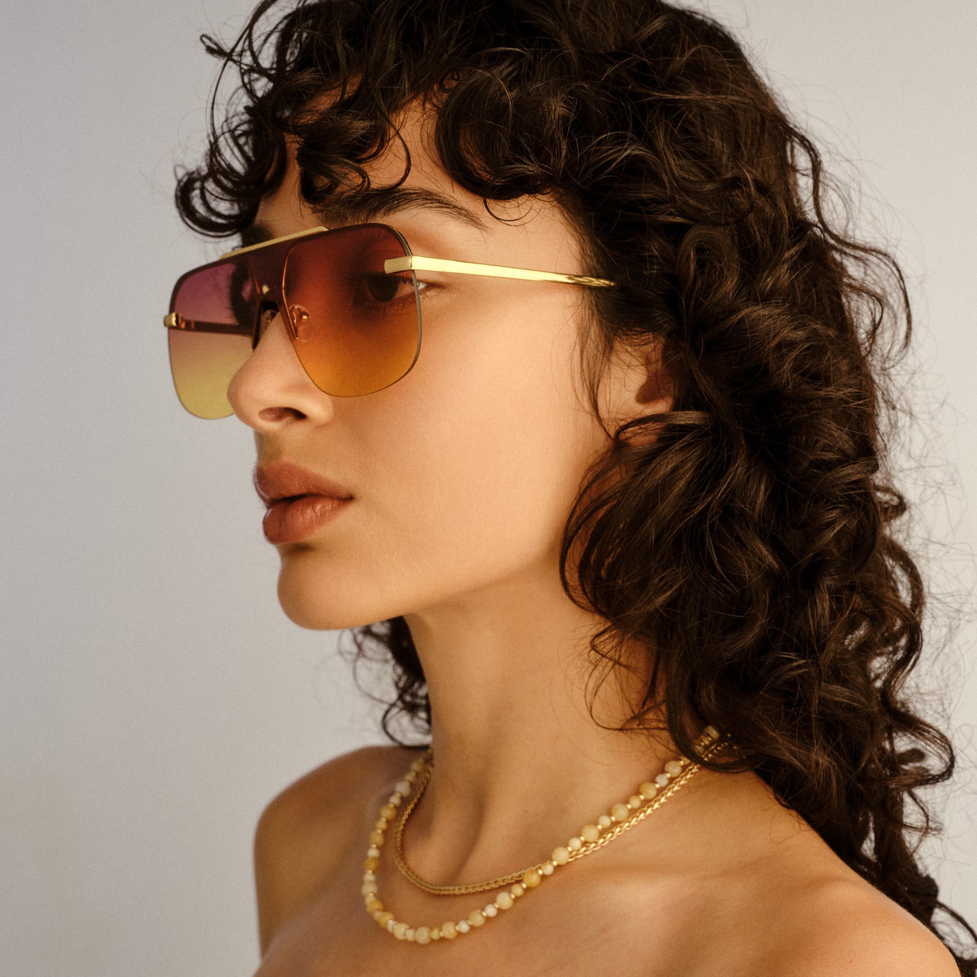 Venatici Gold Female Aviator Sunglasses | Aire