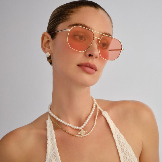 Corvus Gold Female Aviator Sunglasses | Aire