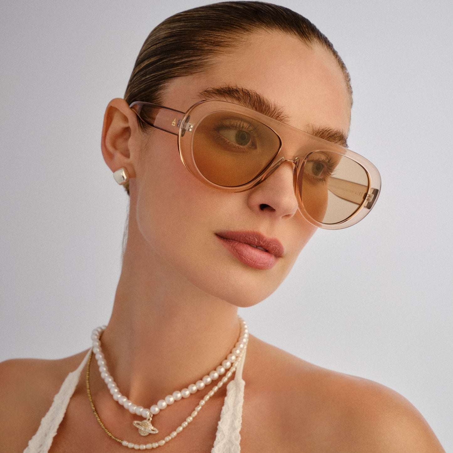 Satellite Tan Female Aviator Sunglasses | Aire