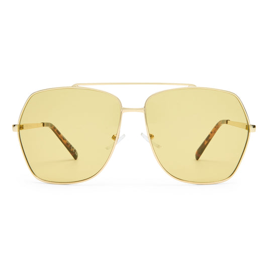 Celestine Gold Amber Tort Uni-Sex Aviator Sunglasses | Aire