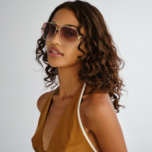 Celestine Gold Sand Uni-Sex Aviator Sunglasses | Aire