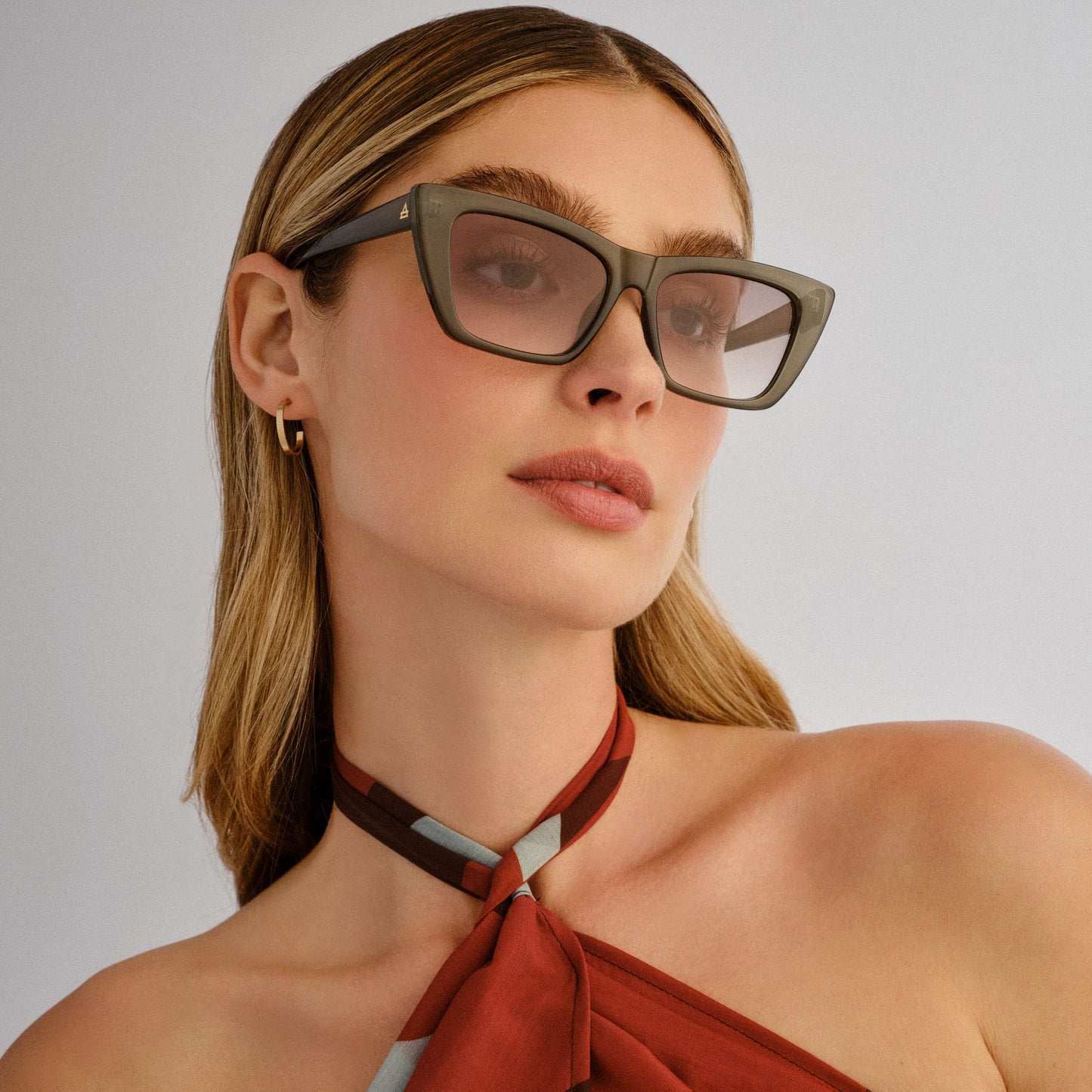 Solstice Khaki Female Cat-Eye Sunglasses | Aire