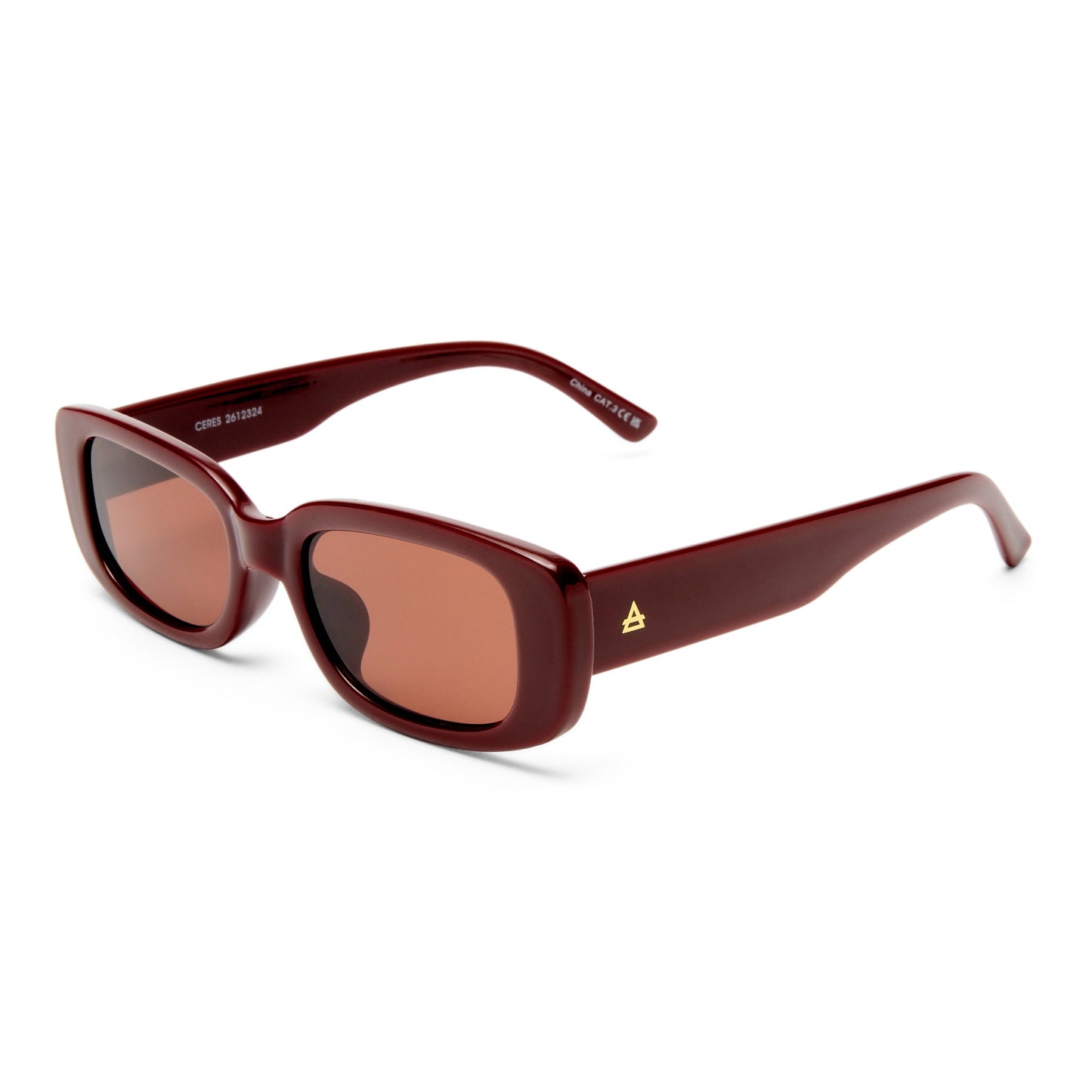 Ceres Burgundy Female Rectangle Sunglasses | Aire