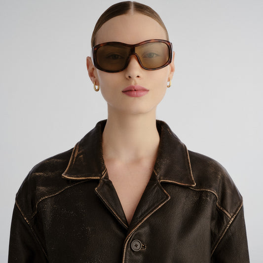 Artemis Dark Tort Uni-Sex Shield Sunglasses | Aire