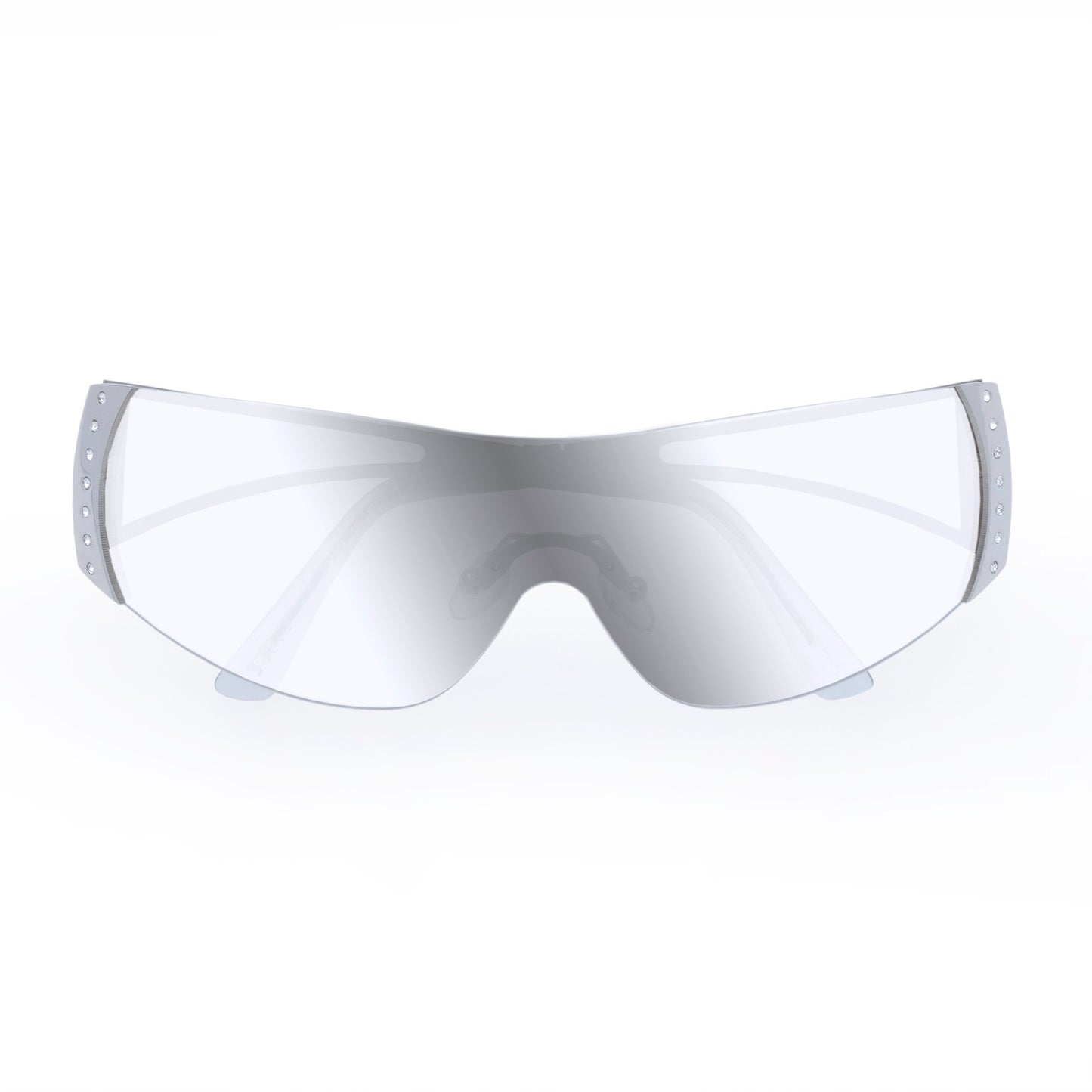Saturn Silver Crystal Clear Female Wrap Sunglasses | Aire