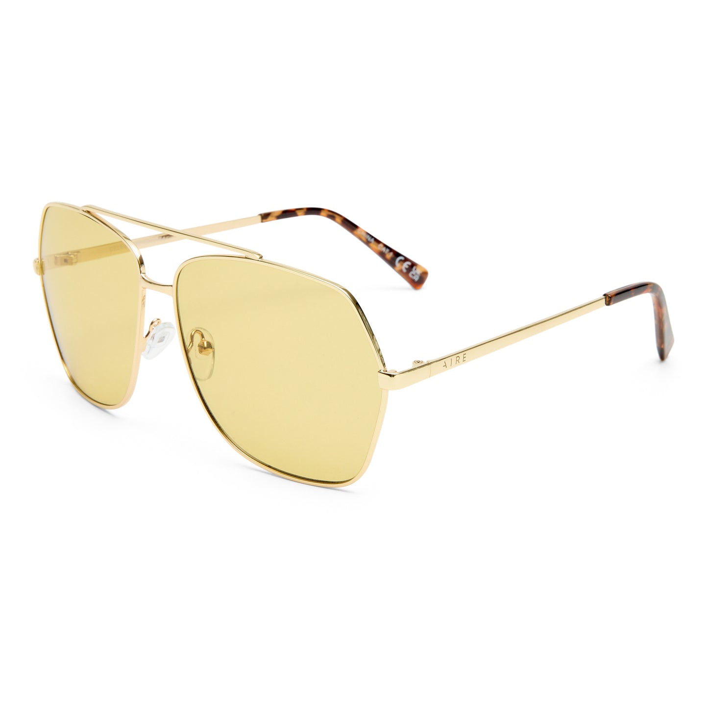 Celestine Gold Amber Tort Uni-Sex Aviator Sunglasses | Aire